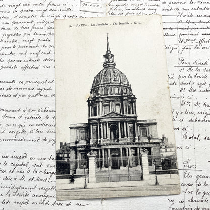 1910s - Paris Les Invalides Postcard - Vintage French Architecture Souvenir - Black And White Historical Landmark Photography