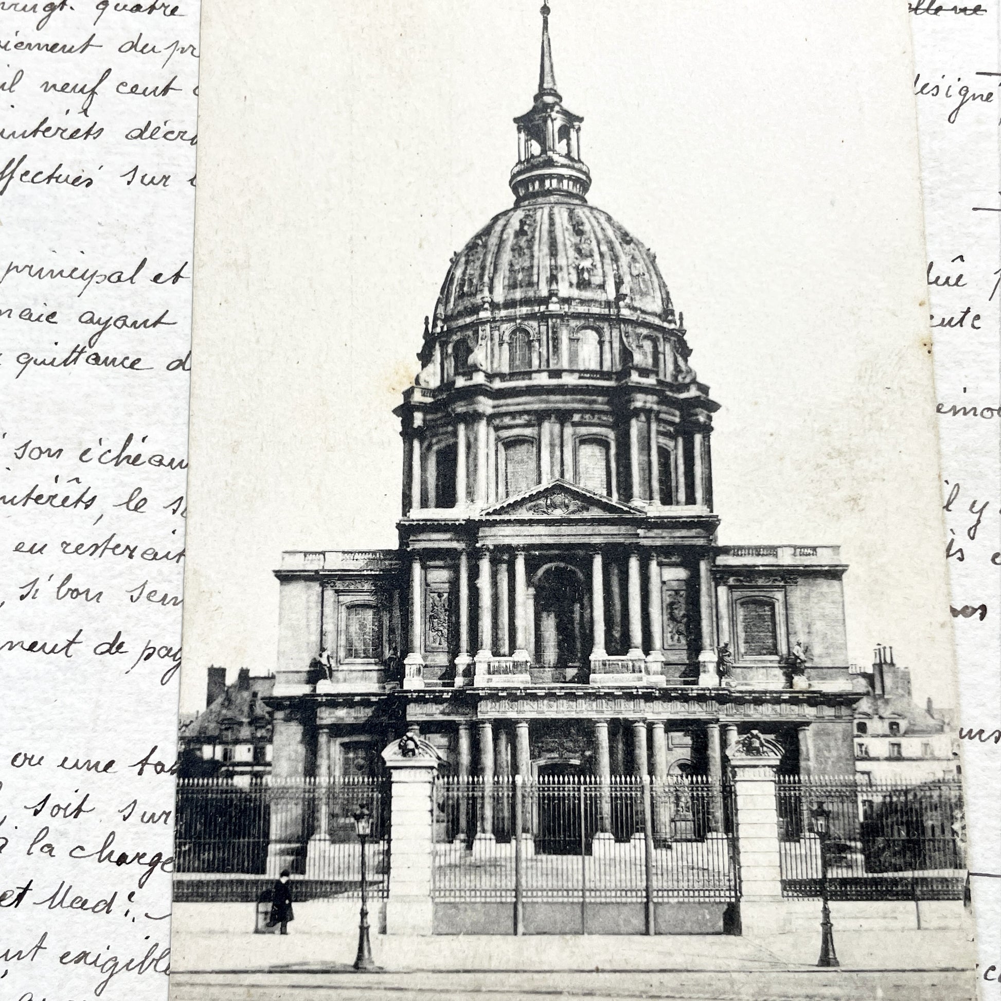 1910s - Paris Les Invalides Postcard - Vintage French Architecture Souvenir - Black And White Historical Landmark Photography