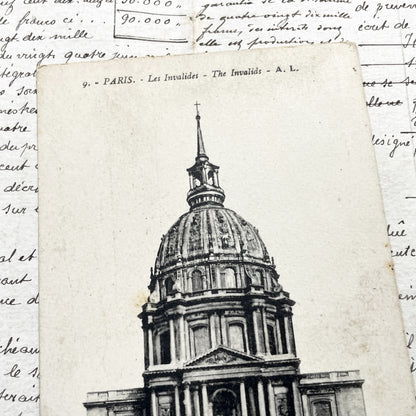 1910s - Paris Les Invalides Postcard - Vintage French Architecture Souvenir - Black And White Historical Landmark Photography