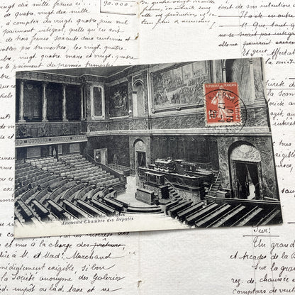 1910s - Versailles Chamber Of Deputies Vintage Postcard France - Congress Hall - Historic French Parliament Interior Print
