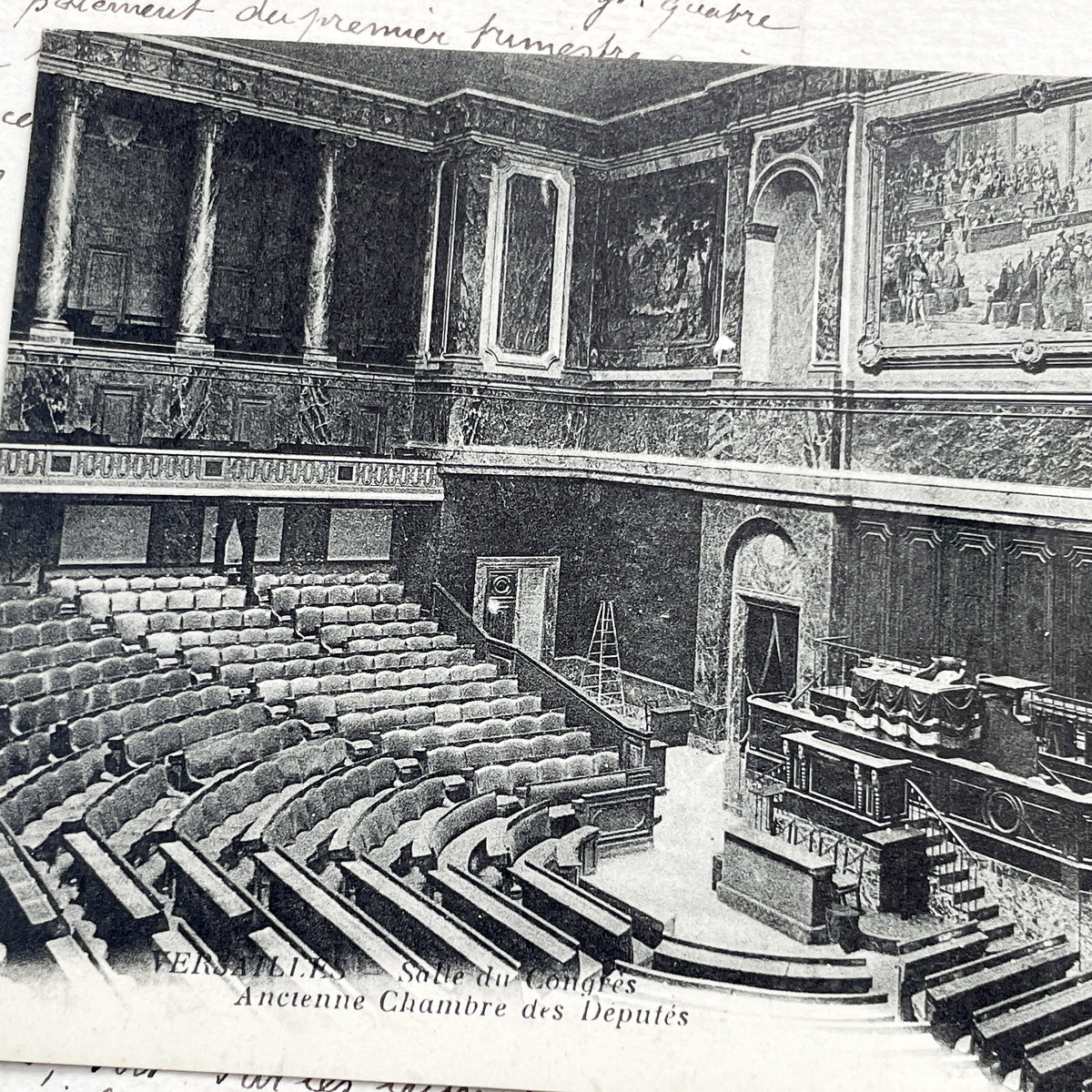 1910s - Versailles Chamber Of Deputies Vintage Postcard France - Congress Hall - Historic French Parliament Interior Print