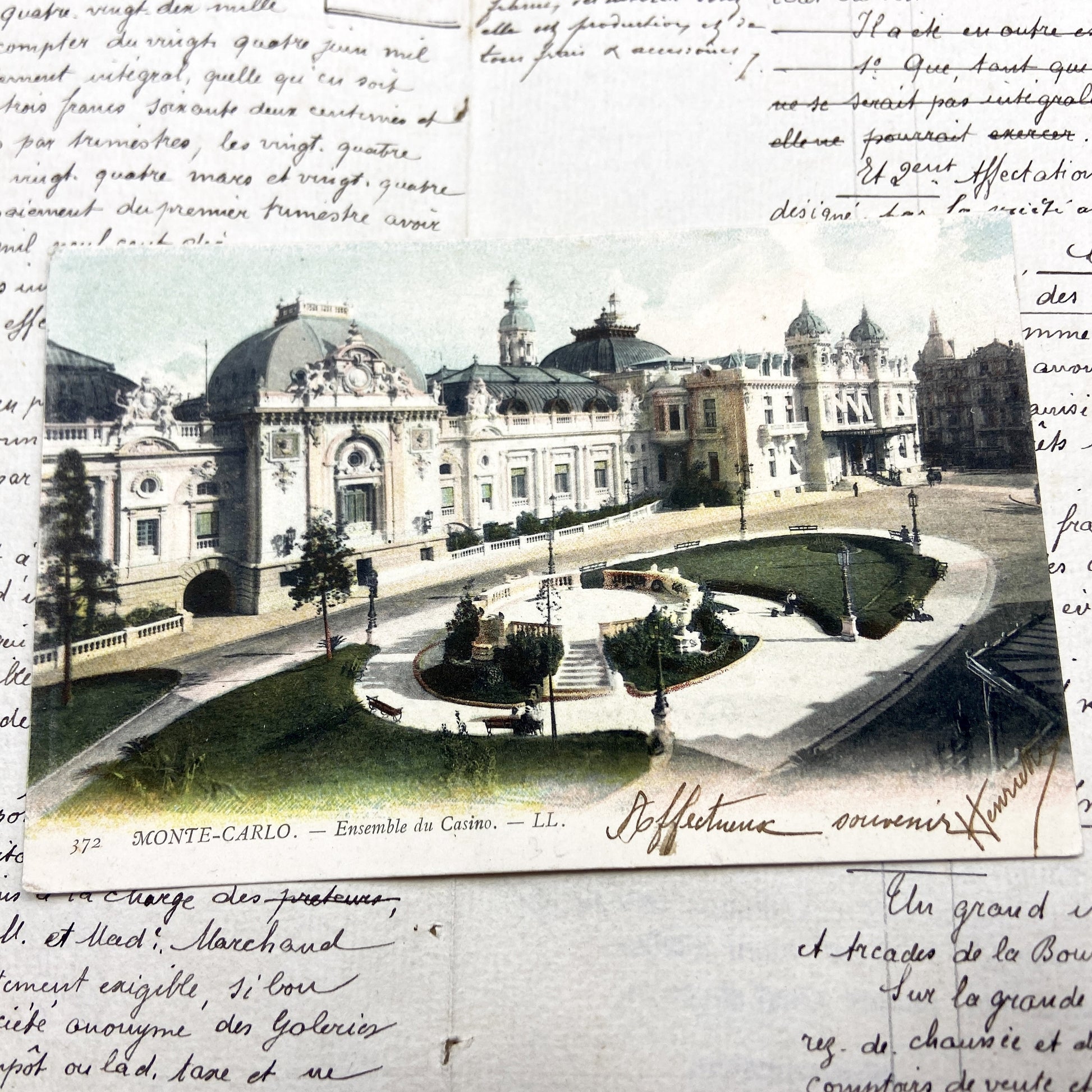 1900s - Monte-Carlo Casino - Historic French Riviera Postcard - Monaco Landmark - Belle Époque Architecture - Hand-Colored Scenic View