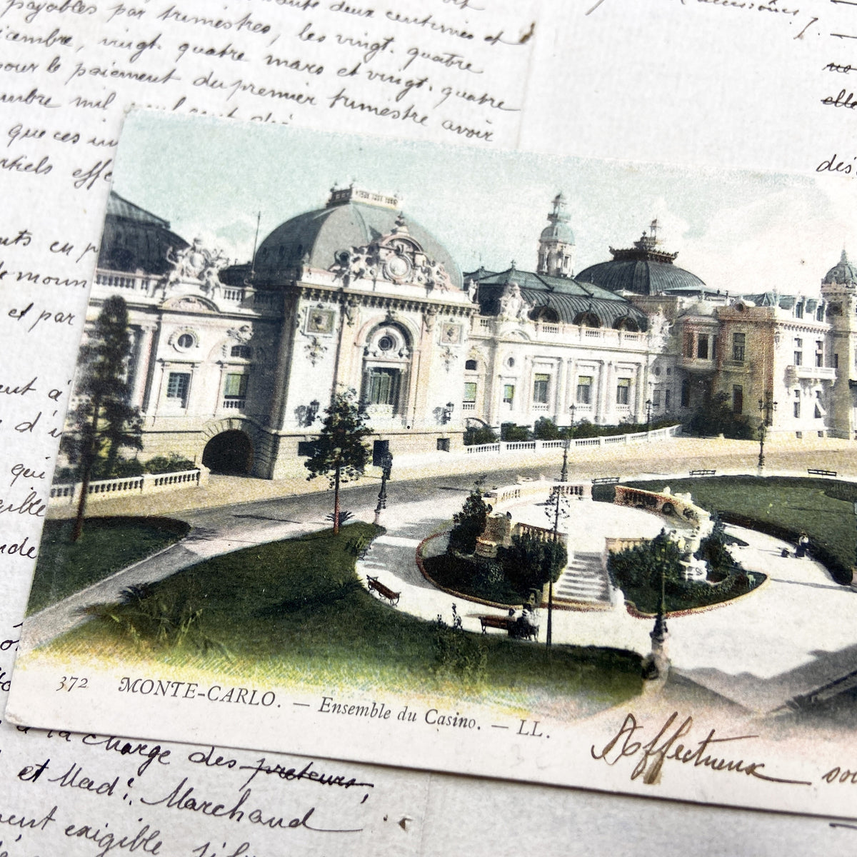 1900s - Monte-Carlo Casino - Historic French Riviera Postcard - Monaco Landmark - Belle Époque Architecture - Hand-Colored Scenic View