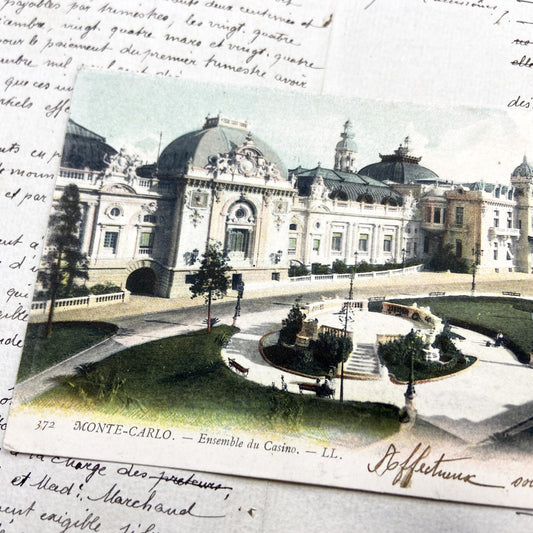 1900s - Monte-Carlo Casino - Historic French Riviera Postcard - Monaco Landmark - Belle Époque Architecture - Hand-Colored Scenic View