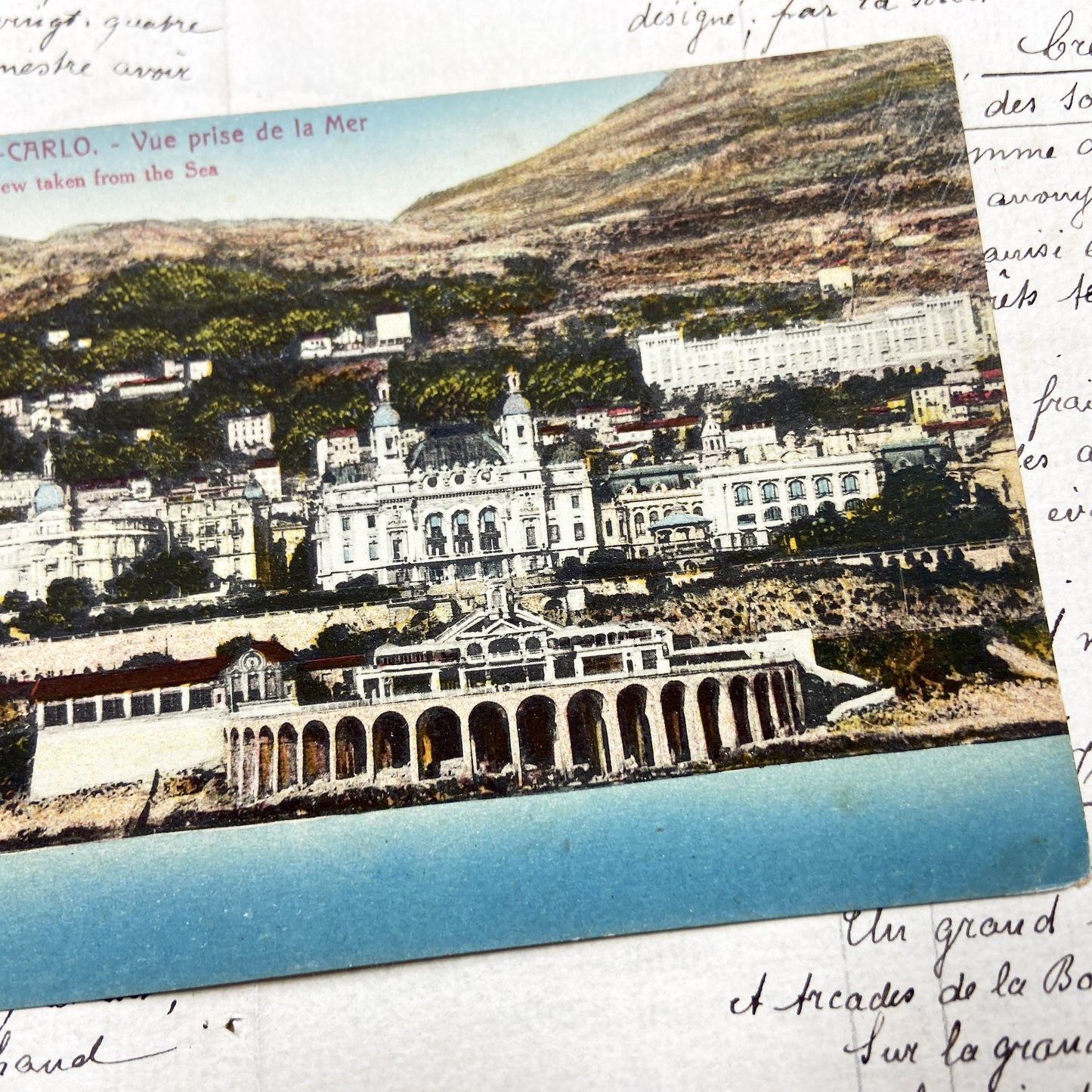 1910s - Monte Carlo Vintage Postcard - Iconic French Riviera Coastal Landscape - Historic Architecture View From The Sea