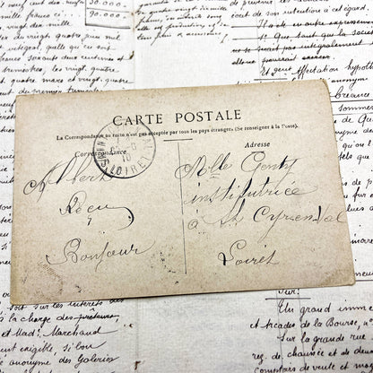 1910s - Vintage Postcard of Monte Carlo Casino Terrace - French Semeuse Stamp - Mediterranean Coastline - Belle Époque Architecture