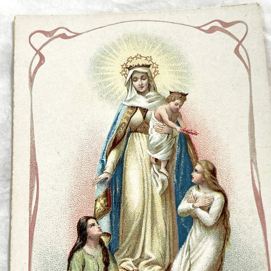 1910s - Antique French Catholic Prayer Card - Notre-Dame de Montligeon - Virgin Mary Jesus Purgatory Souls - Religious Ephemera