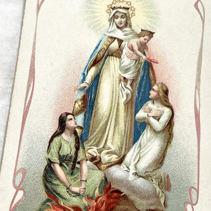 1910s - Antique French Catholic Prayer Card - Notre-Dame de Montligeon - Virgin Mary Jesus Purgatory Souls - Religious Ephemera