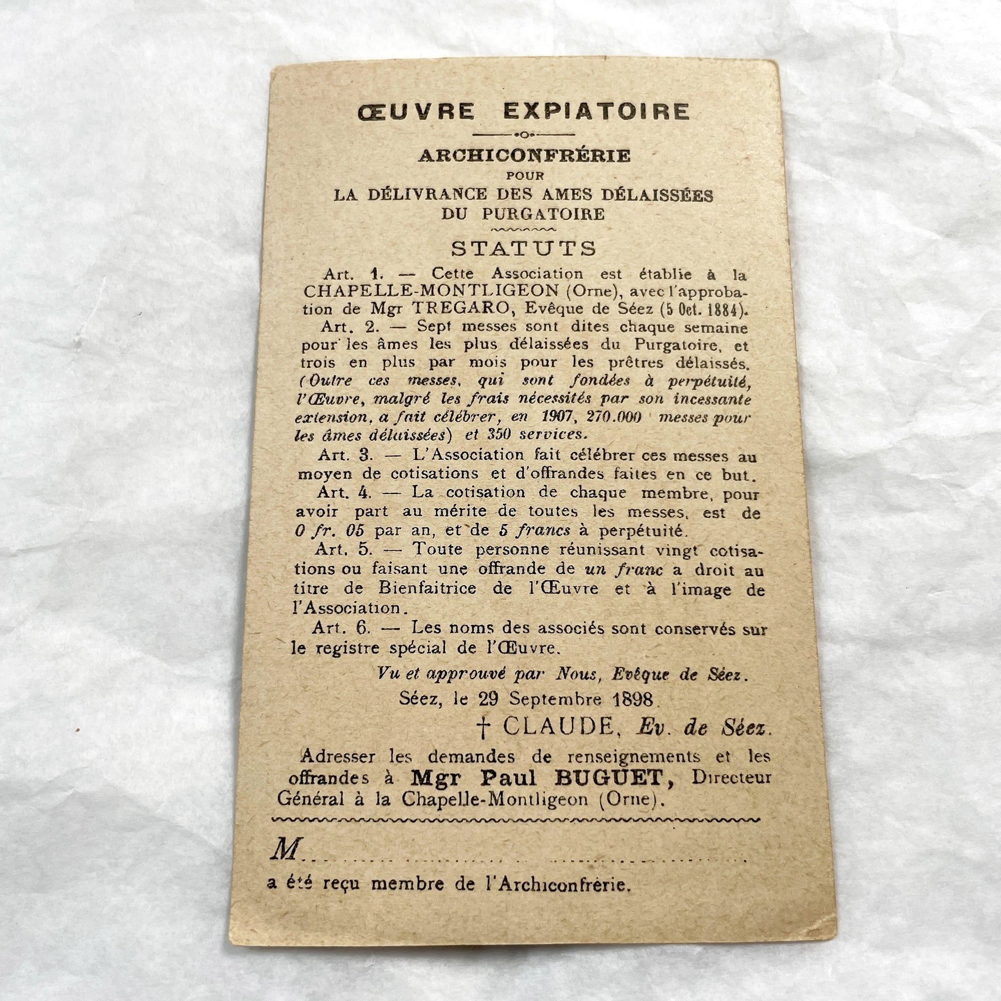 1910s - Antique French Catholic Prayer Card - Notre-Dame de Montligeon - Virgin Mary Jesus Purgatory Souls - Religious Ephemera