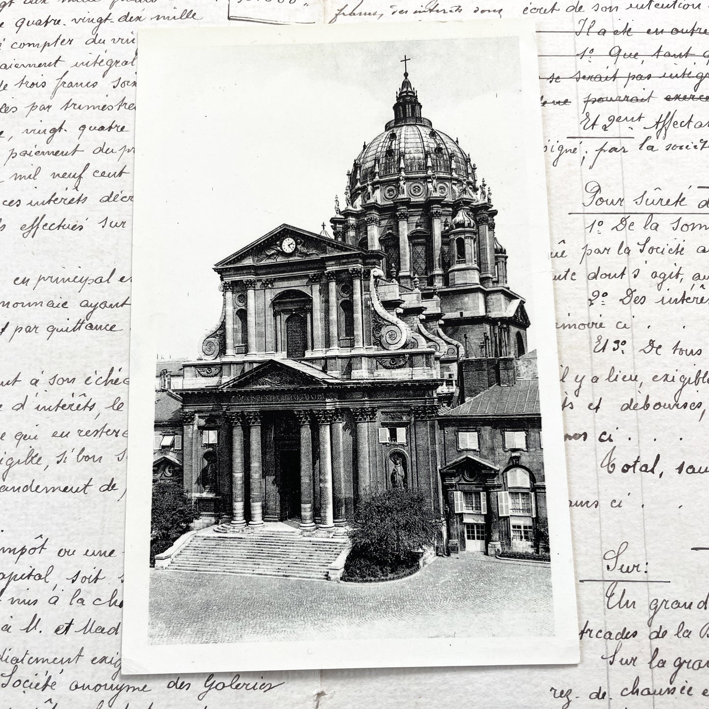 1930s - Vintage Paris Postcard - Val-de-Grace Church - Paris France - Historic Montmartre Architecture - Black White Photography