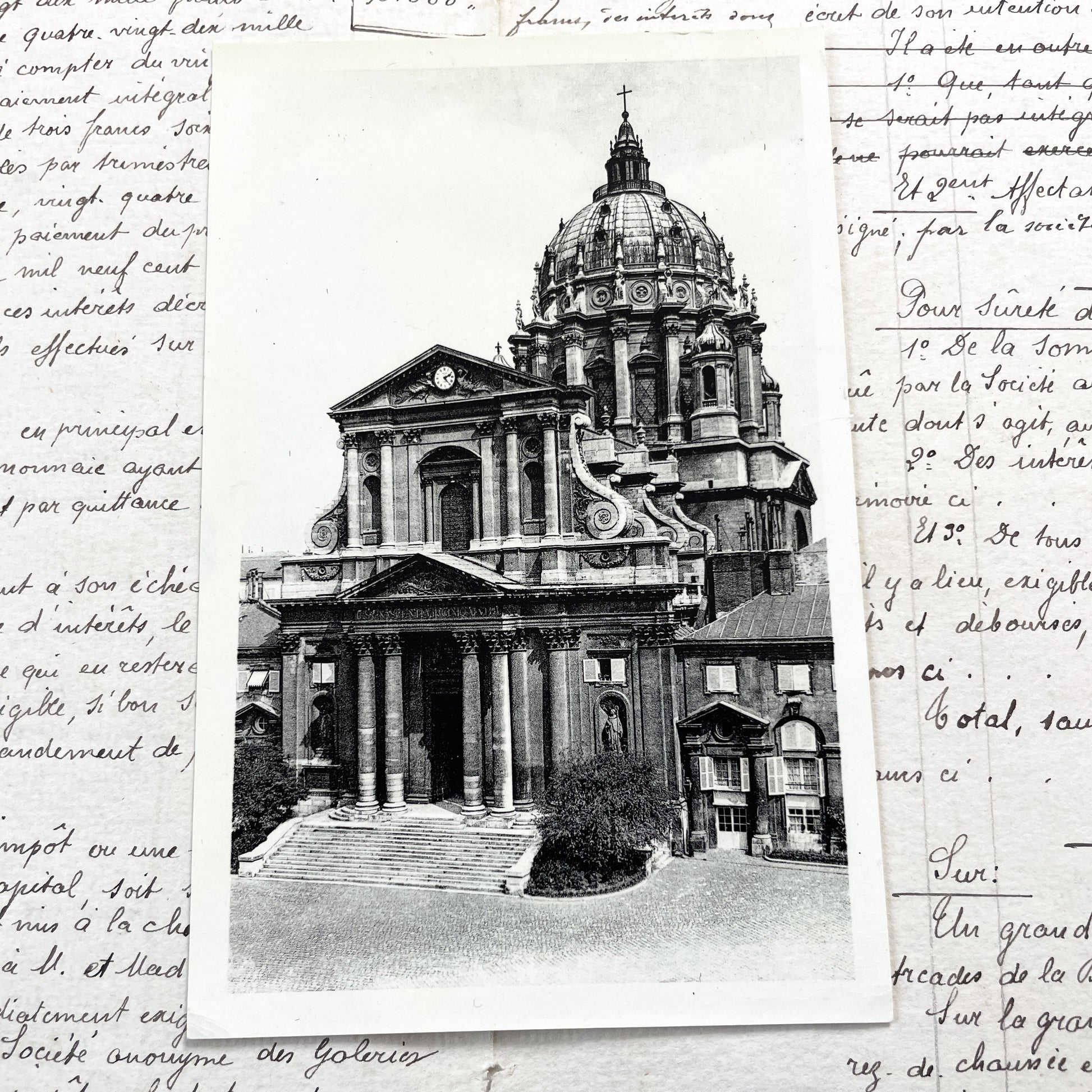 1930s - Vintage Paris Postcard - Val-de-Grace Church - Paris France - Historic Montmartre Architecture - Black White Photography