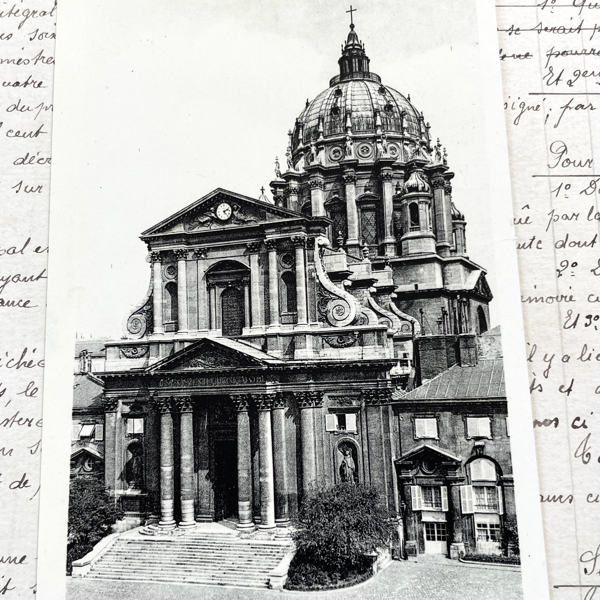 1930s - Vintage Paris Postcard - Val-de-Grace Church - Paris France - Historic Montmartre Architecture - Black White Photography