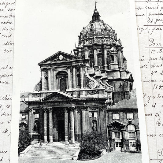 1930s - Vintage Paris Postcard - Val-de-Grace Church - Paris France - Historic Montmartre Architecture - Black White Photography