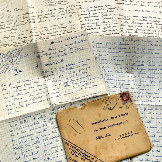 1940s - Two Original Handwritten French Love Letters - Authentic WWII Era Romance - Vintage French Correspondence