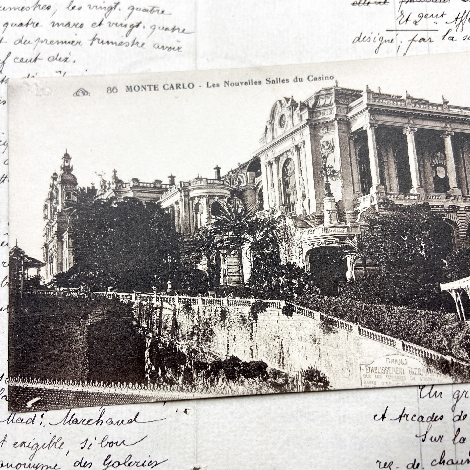 1910s - Monte Carlo Casino - Les Nouvelles Salles du Casino - Ornate Belle Époque Architecture - Monaco Riviera Landmark Vintage Postcard