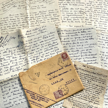 1940s - Two Original Handwritten French Love Letters - Evocative Wartime Correspondence between Beloved Lovers from the Home Front