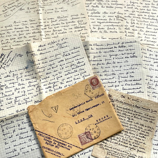 1940s - Two Original Handwritten French Love Letters - Evocative Wartime Correspondence between Beloved Lovers from the Home Front
