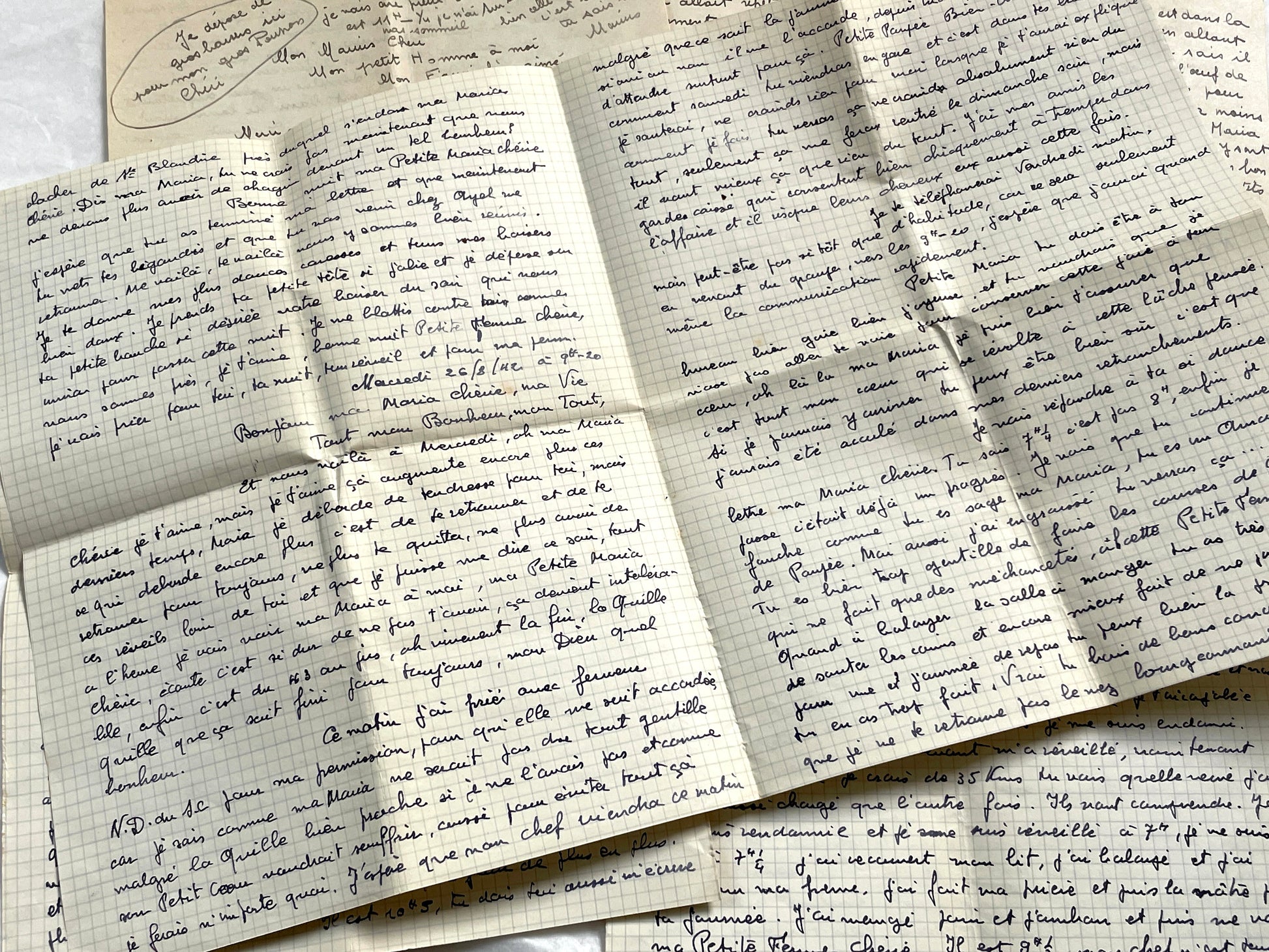 1940s - Two Original Handwritten French Love Letters - Evocative Wartime Correspondence between Beloved Lovers from the Home Front