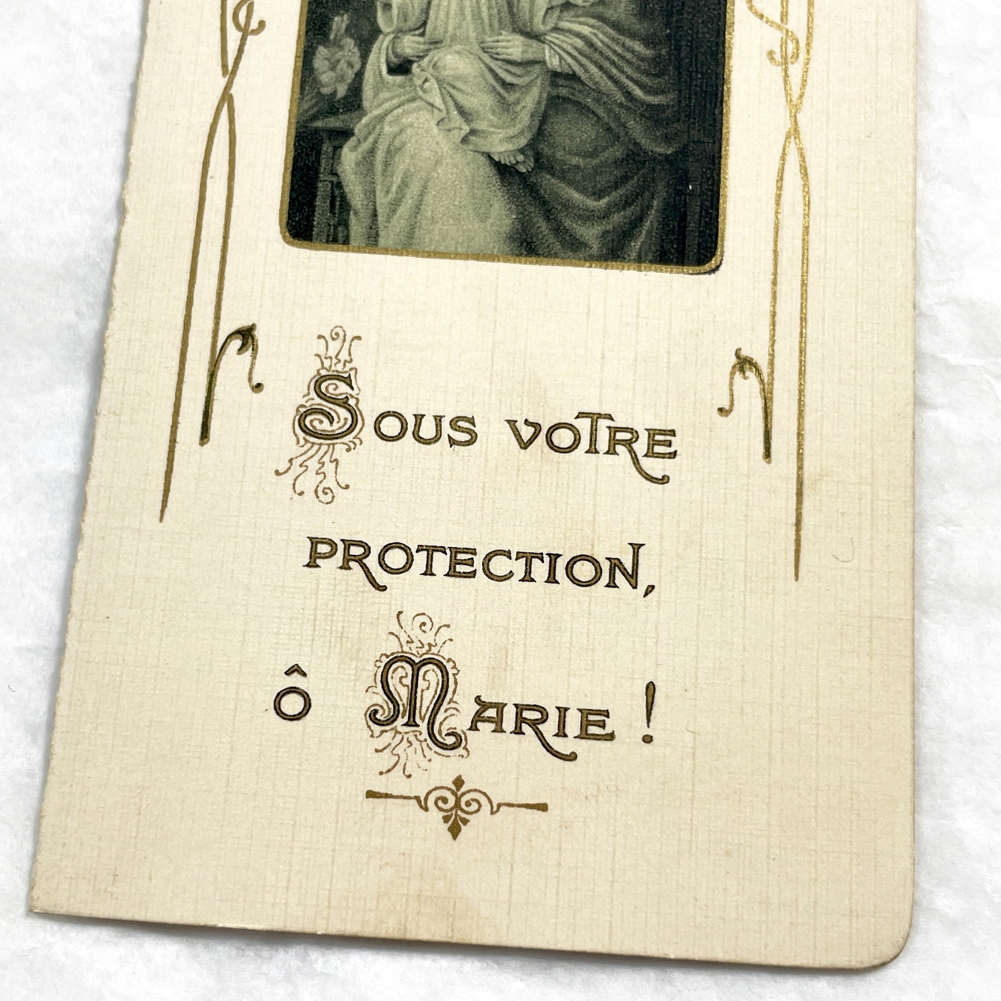 1900s - Antique French Religious Card - Madonna And Child Jesus Prayer Holy Card - Gold Detail Our Lady Sacred Art Devotional