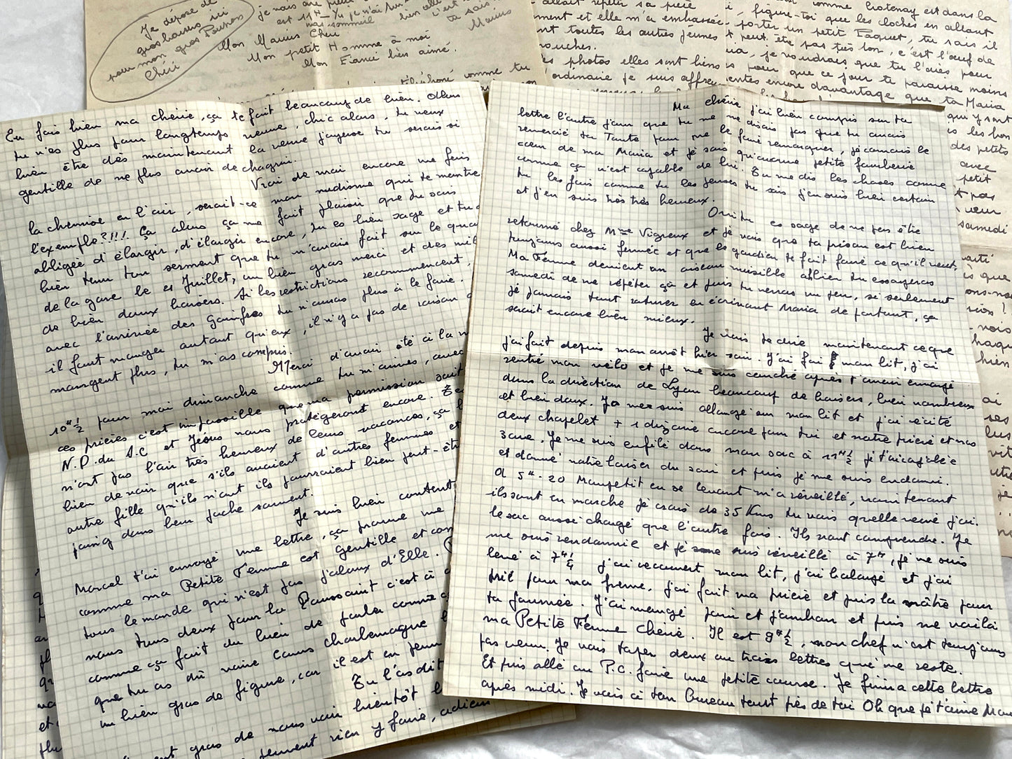 1940s - Two Original Handwritten French Love Letters - Evocative Wartime Correspondence between Beloved Lovers from the Home Front