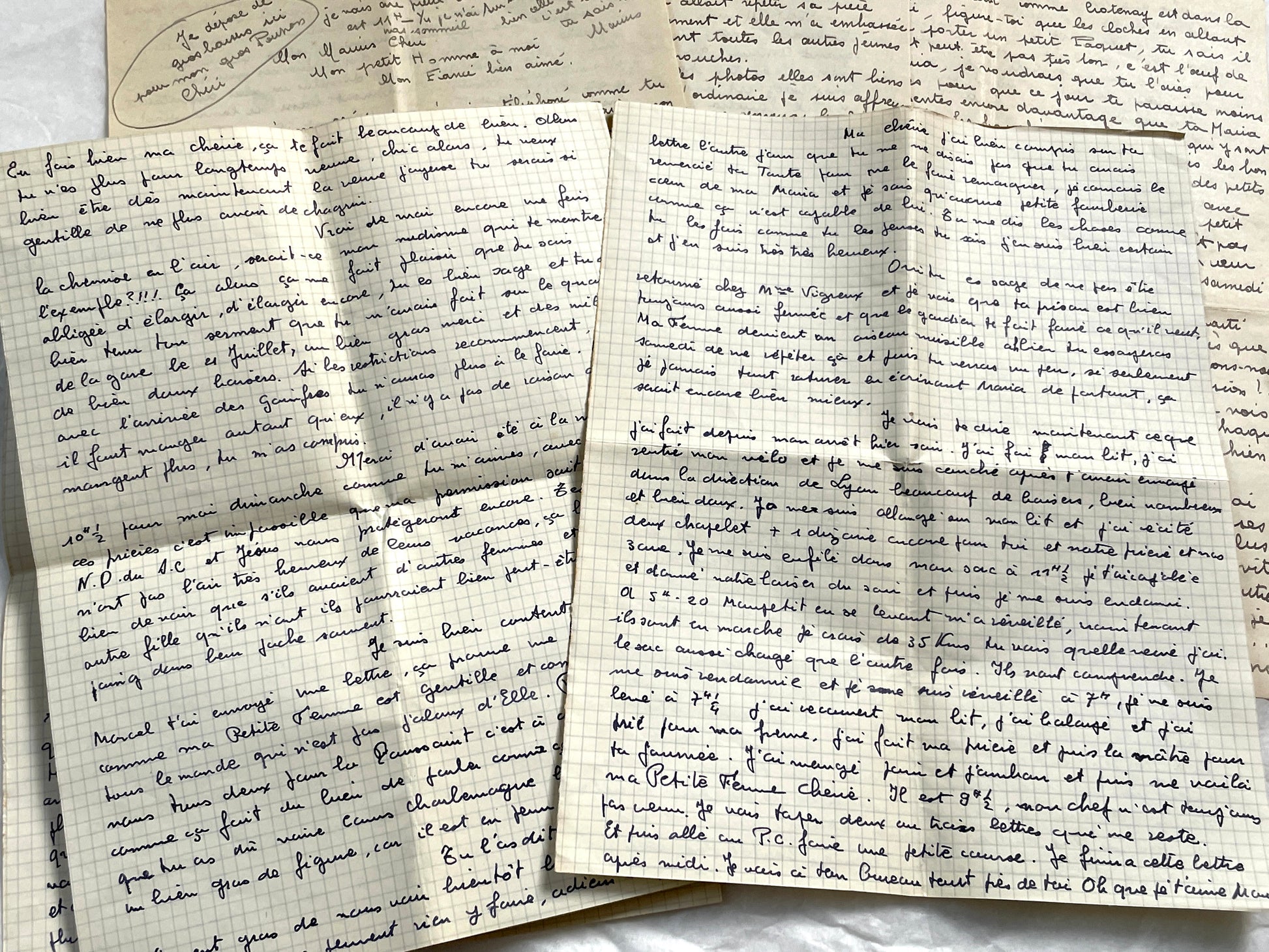 1940s - Two Original Handwritten French Love Letters - Evocative Wartime Correspondence between Beloved Lovers from the Home Front
