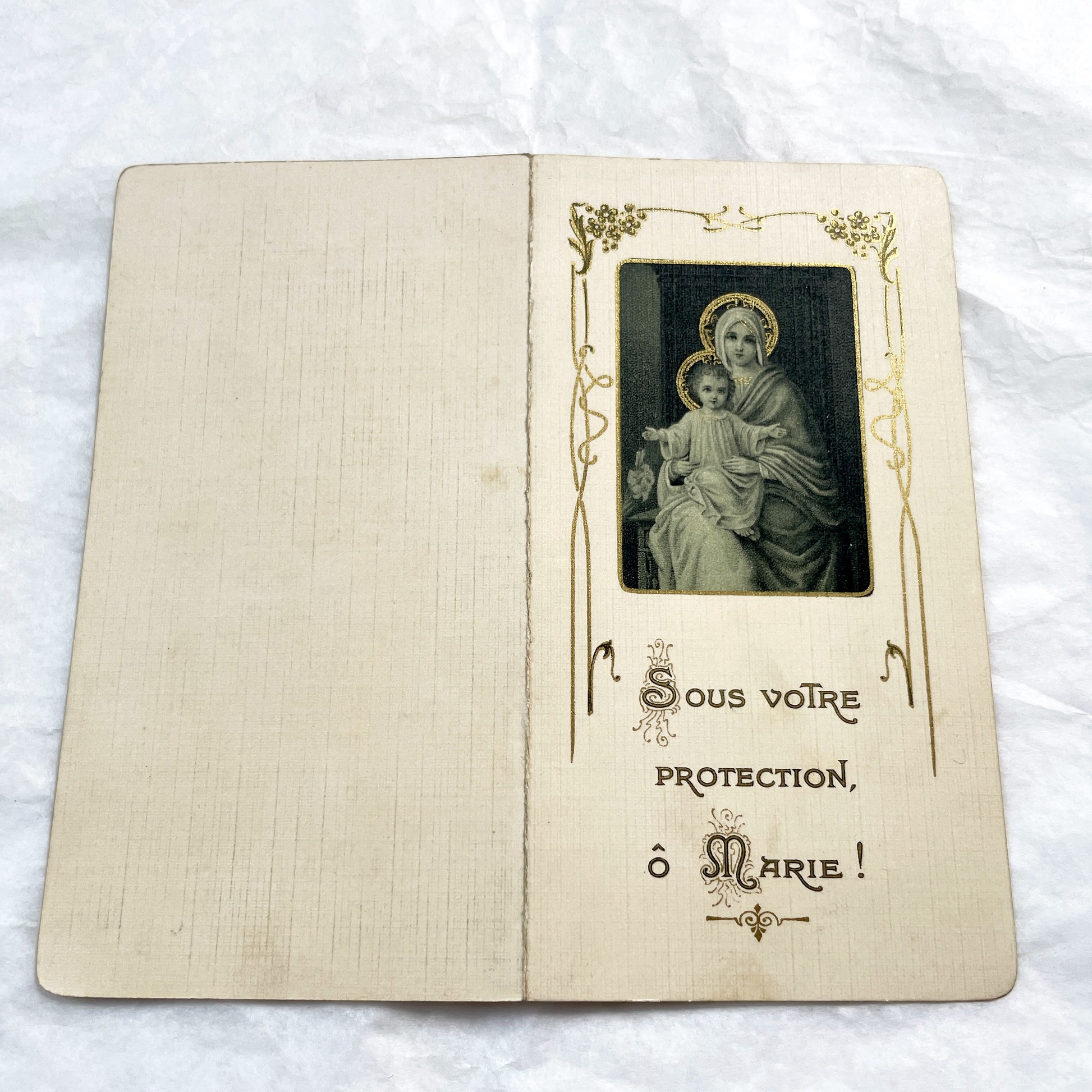 1900s - Antique French Religious Card - Madonna And Child Jesus Prayer Holy Card - Gold Detail Our Lady Sacred Art Devotional
