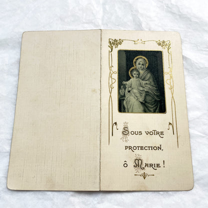 1900s - Antique French Religious Card - Madonna And Child Jesus Prayer Holy Card - Gold Detail Our Lady Sacred Art Devotional