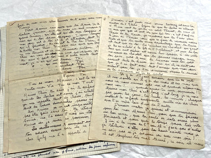 1940s - Two Original Handwritten French Love Letters - Evocative Wartime Correspondence between Beloved Lovers from the Home Front