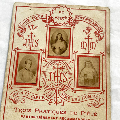 1900s - Antique French Sacred Heart Prayer Card - Religious Devotion - Jesus Christ - Catholic Art - Vintage Ephemera
