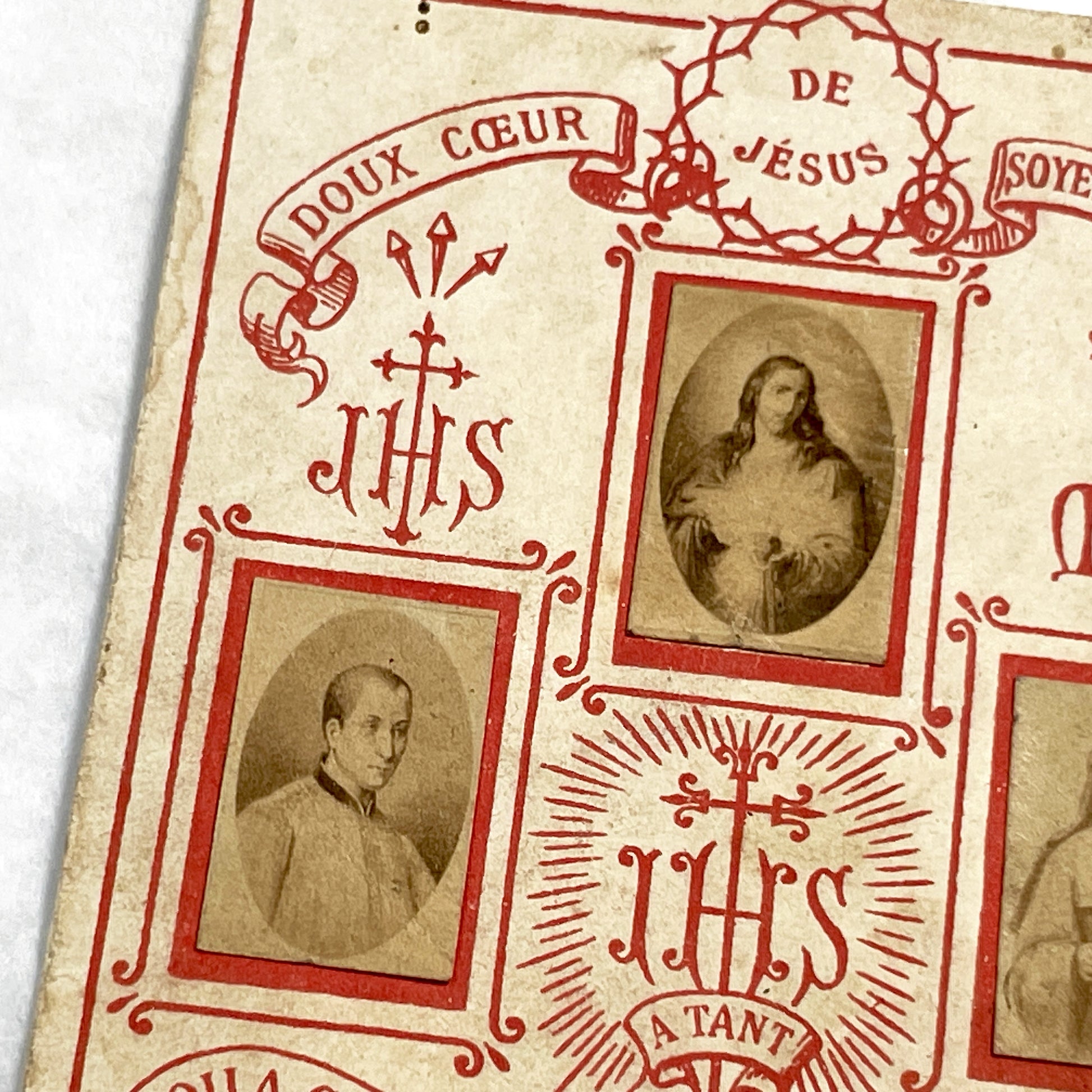 1900s - Antique French Sacred Heart Prayer Card - Religious Devotion - Jesus Christ - Catholic Art - Vintage Ephemera
