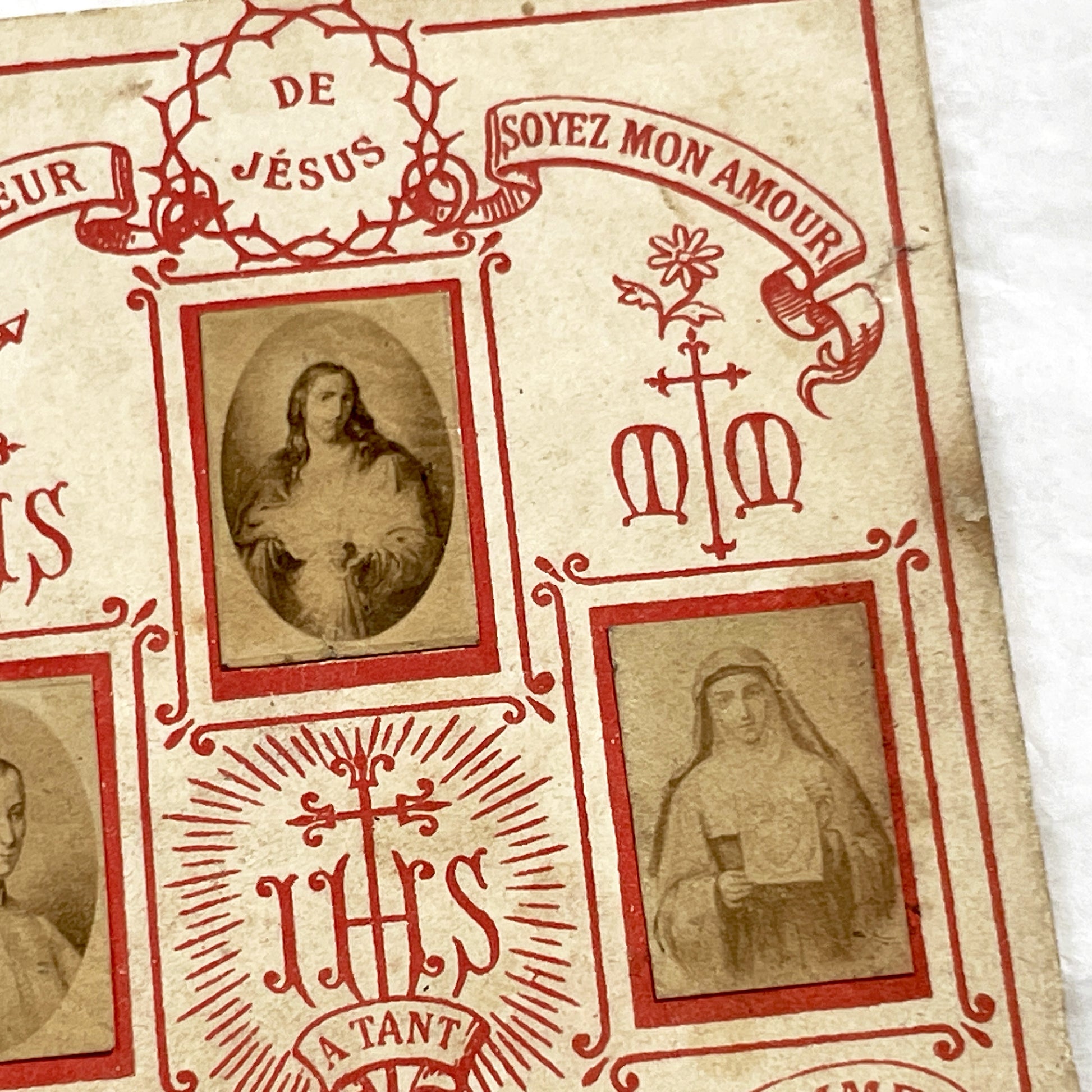 1900s - Antique French Sacred Heart Prayer Card - Religious Devotion - Jesus Christ - Catholic Art - Vintage Ephemera