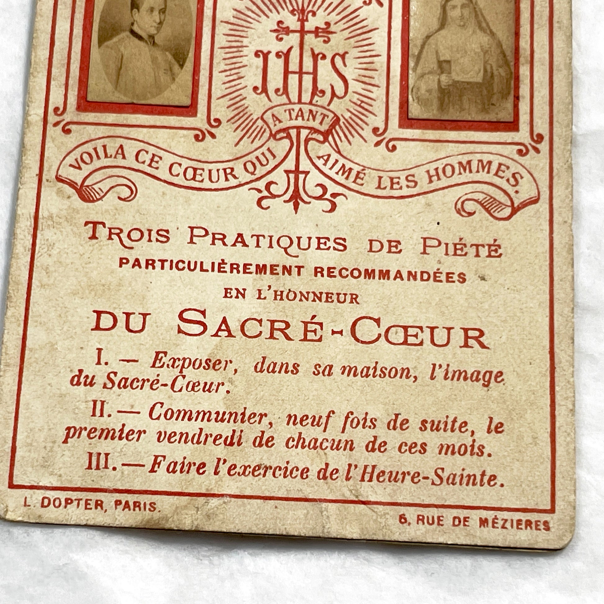 1900s - Antique French Sacred Heart Prayer Card - Religious Devotion - Jesus Christ - Catholic Art - Vintage Ephemera