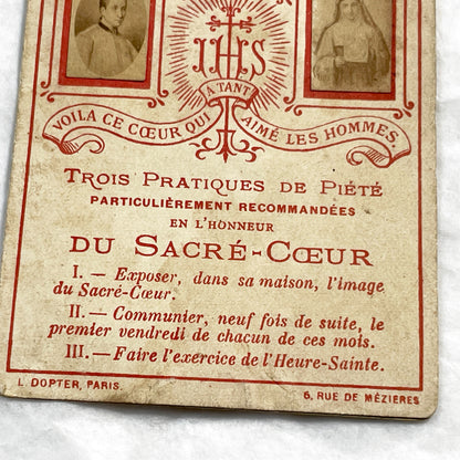 1900s - Antique French Sacred Heart Prayer Card - Religious Devotion - Jesus Christ - Catholic Art - Vintage Ephemera