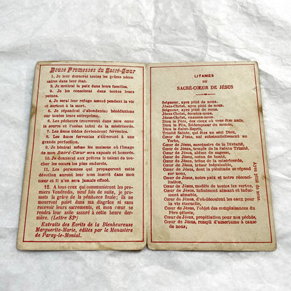 1900s - Antique French Sacred Heart Prayer Card - Religious Devotion - Jesus Christ - Catholic Art - Vintage Ephemera