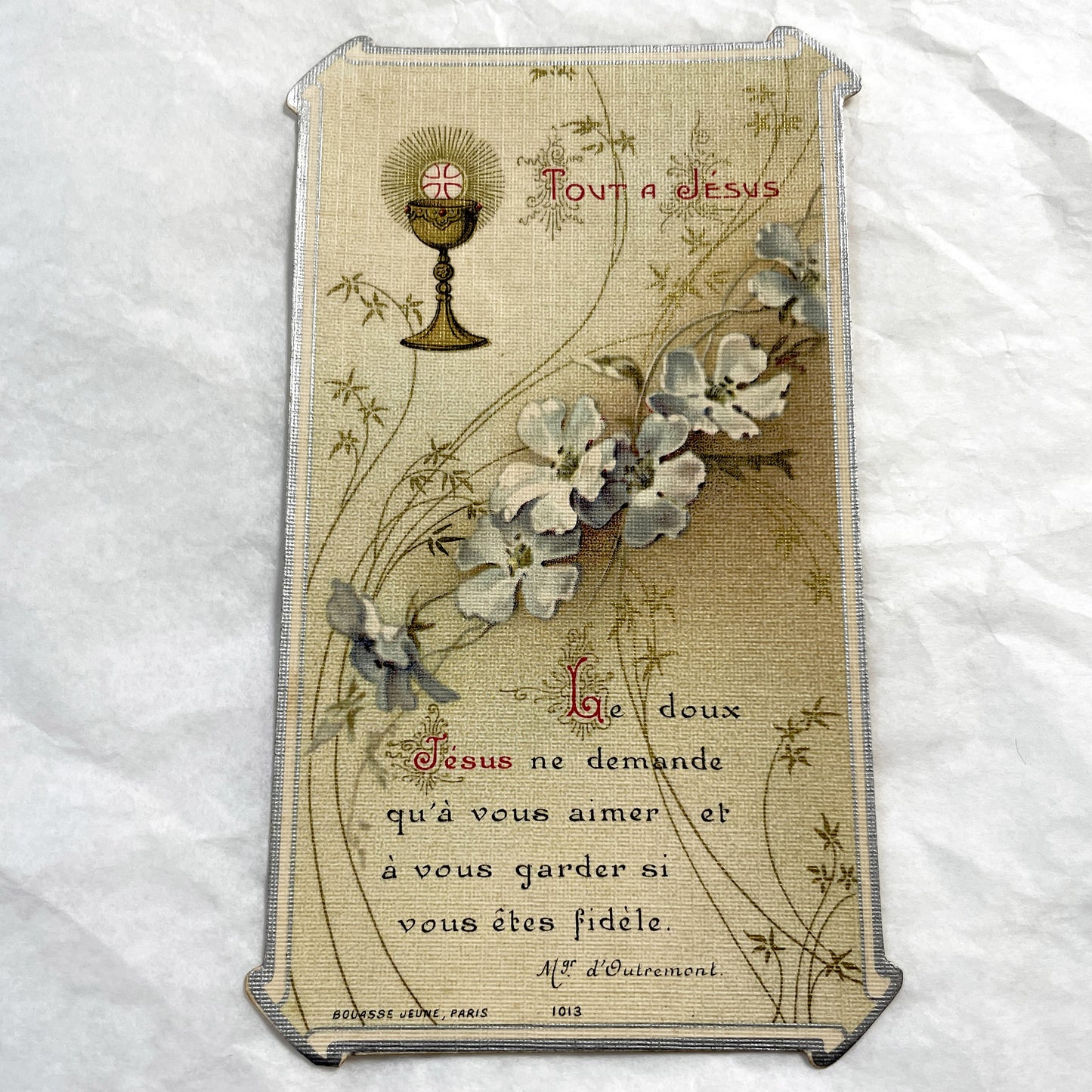1900s - Antique First Communion Card - Religious Ephemera - French Catholic Souvenir - Vintage Holy Prayer Image