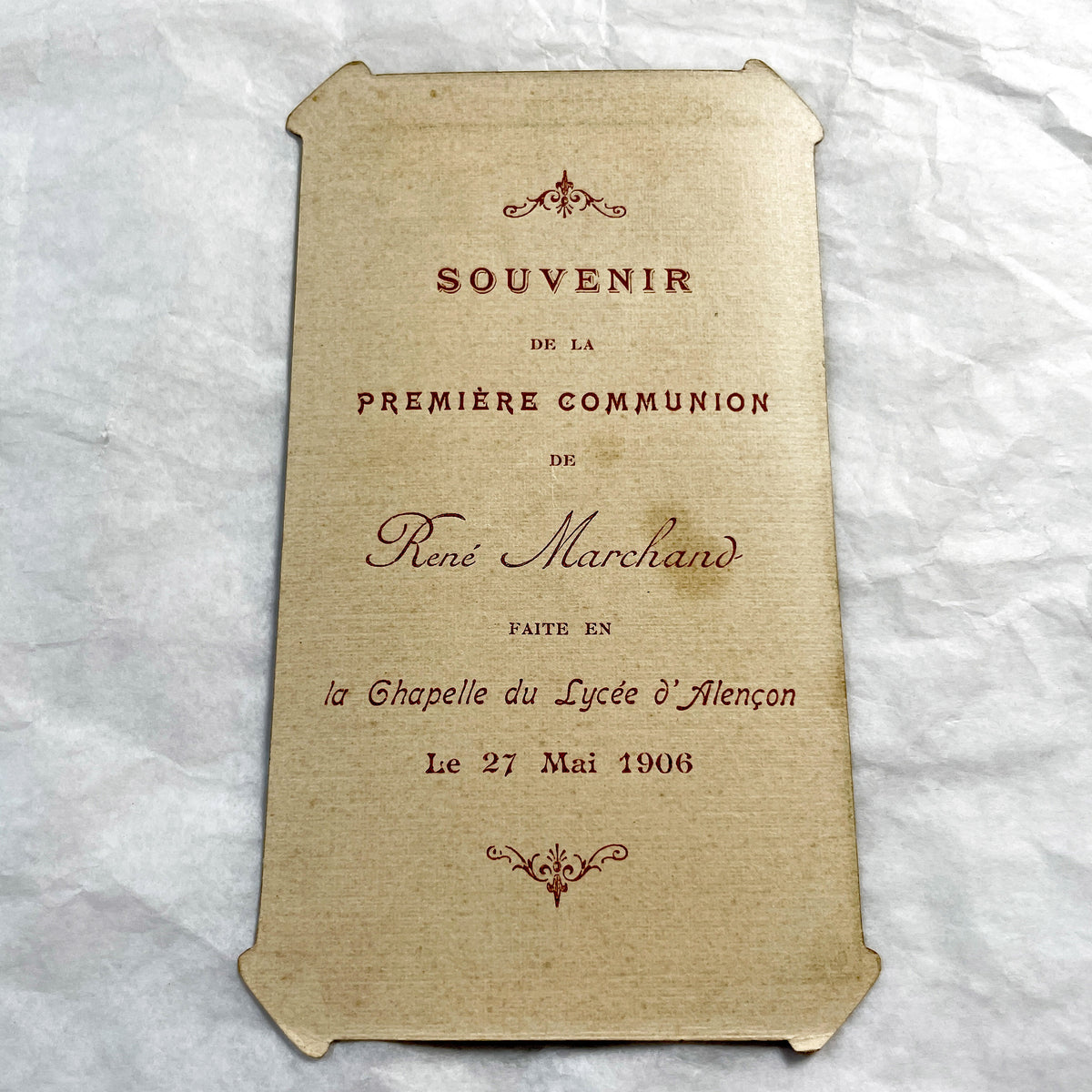 1900s - Antique First Communion Card - Religious Ephemera - French Catholic Souvenir - Vintage Holy Prayer Image