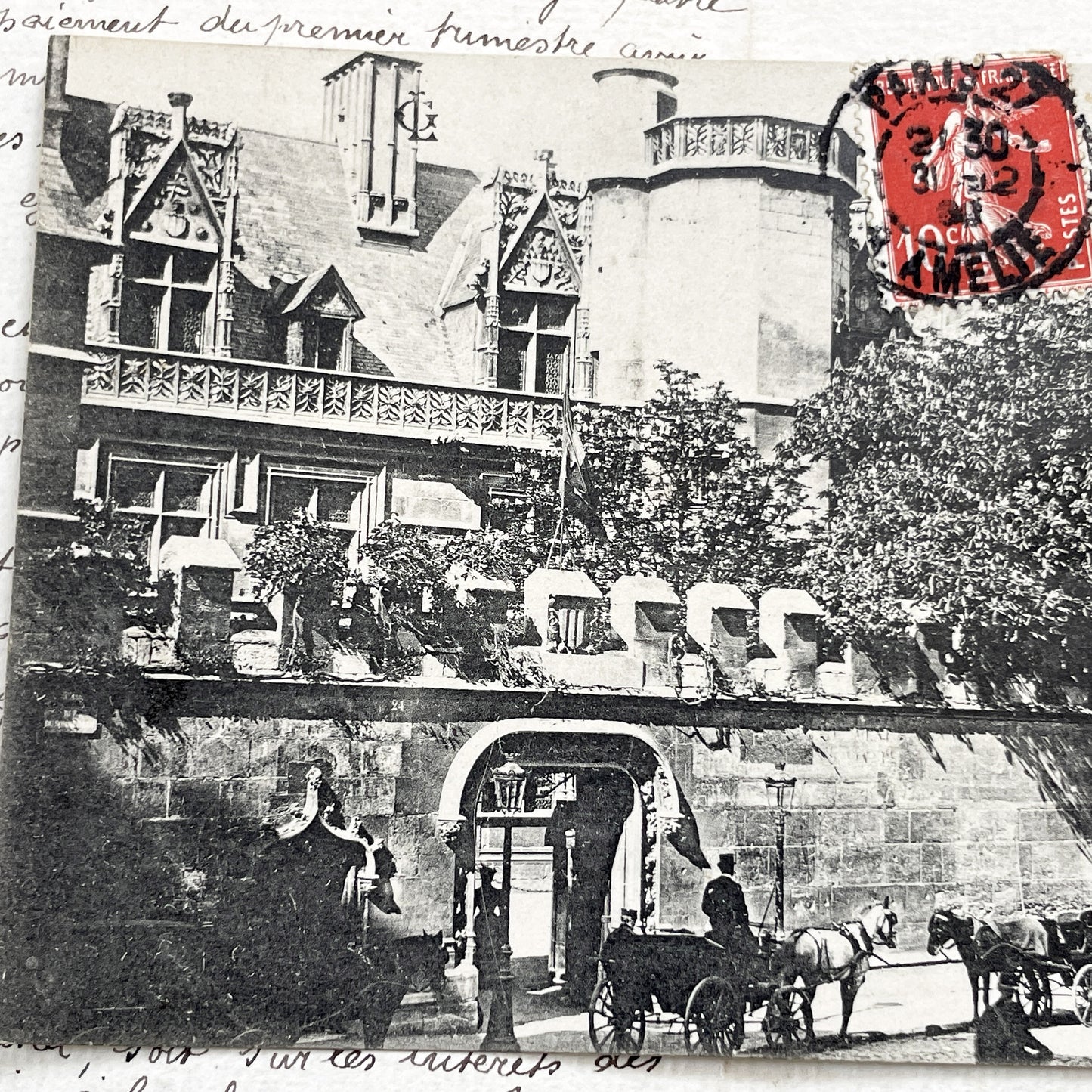 1900s - Antique Paris Postcard - Musée De Cluny - Vintage French History - Horse Carriages - Gothic Architecture - Rare Parisian Ephemera