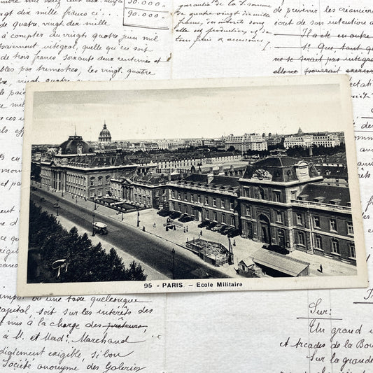 1940s - Vintage Paris Postcard - Historic École Militaire - Black And White Photo - Authentic Paper Collectible