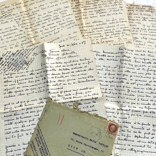 1940s - Two Long Handwritten French Love Letters - Evocative Intimate Vintage Correspondence from French Lovers - WWII Era Ephemera