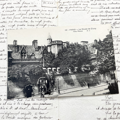 1910s - Vintage Paris Cluny Museum Postcard - Black and White Photo - View of the Medieval Hôtel de Cluny 