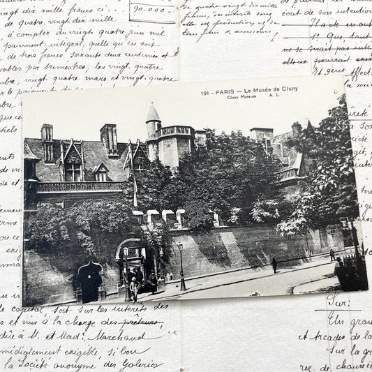 1910s - Vintage Paris Cluny Museum Postcard - Black and White Photo - View of the Medieval Hôtel de Cluny 