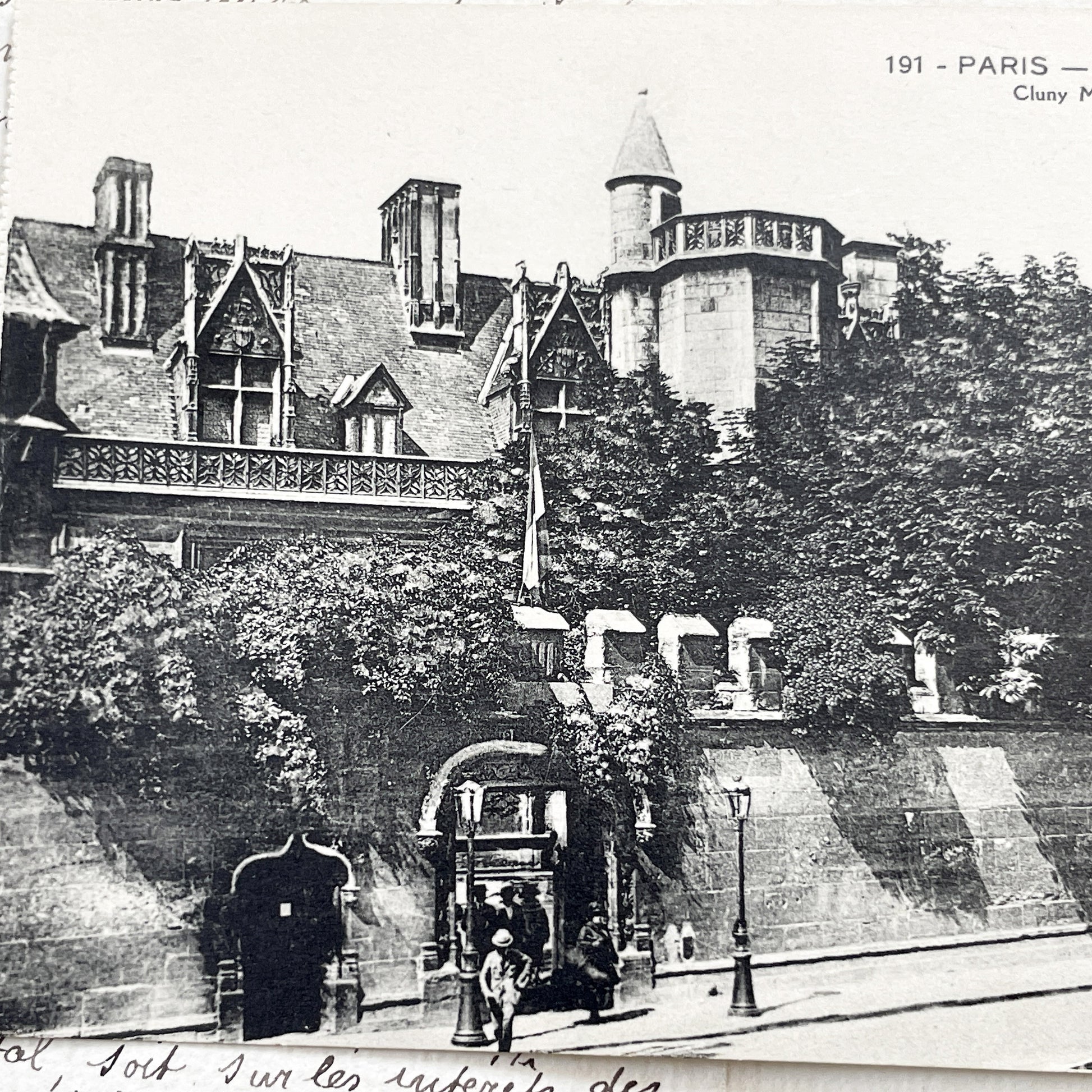 1910s - Vintage Paris Cluny Museum Postcard - Black and White Photo - View of the Medieval Hôtel de Cluny 