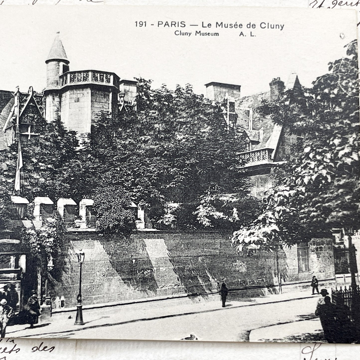 1910s - Vintage Paris Cluny Museum Postcard - Black and White Photo - View of the Medieval Hôtel de Cluny 