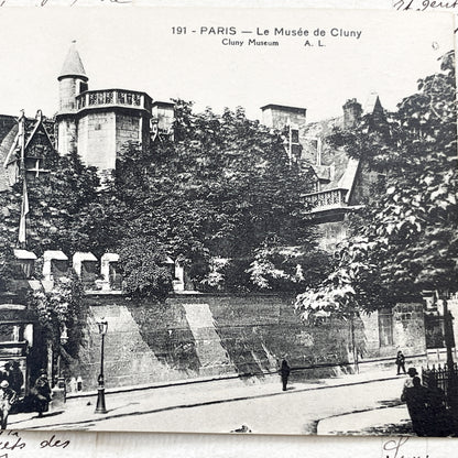 1910s - Vintage Paris Cluny Museum Postcard - Black and White Photo - View of the Medieval Hôtel de Cluny 