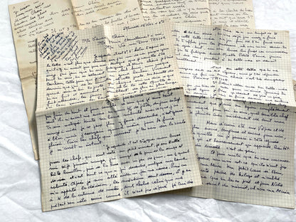 1940s - Two Long French Handwritten Love Letters - Authentic World War II Era Manuscript Correspondence Between Lovers from France
