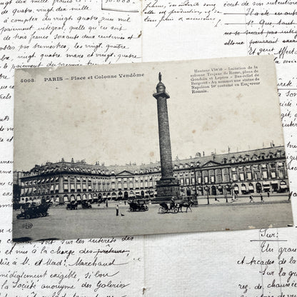 1910s - Vintage Paris Postcard - Place Vendome Column - French History Memorabilia - Early 20th Century Parisian Street Scene