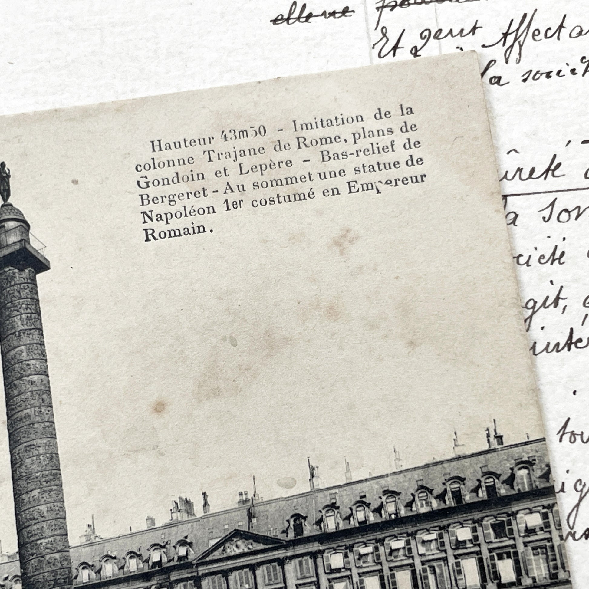1910s - Vintage Paris Postcard - Place Vendome Column - French History Memorabilia - Early 20th Century Parisian Street Scene