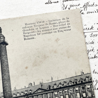 1910s - Vintage Paris Postcard - Place Vendome Column - French History Memorabilia - Early 20th Century Parisian Street Scene