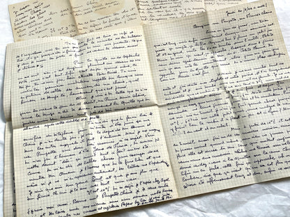 1940s - Two Long French Handwritten Love Letters - Authentic World War II Era Manuscript Correspondence Between Lovers from France