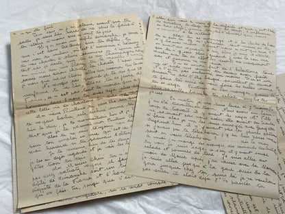 1940s - Two Long French Handwritten Love Letters - Authentic World War II Era Manuscript Correspondence Between Lovers from France